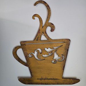 Metal Coffee Cup Decor in Marigold Color